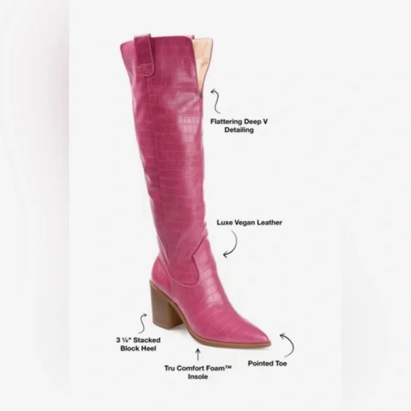 Journey Pink Therese Knee-High Croc-Embossed Boots size 11 wide calf - Picture 6 of 10